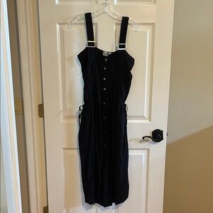 ASOS Black Midi Dress with Button Detail